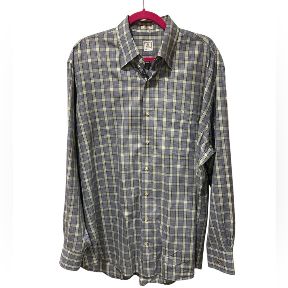 Peter Millar Men's Dress Shirt with golf logo - Green and Blue